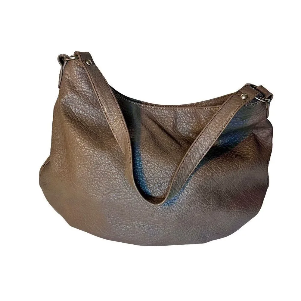 Nine West Large Gray Faux Pebble Leather Shoulder Bag